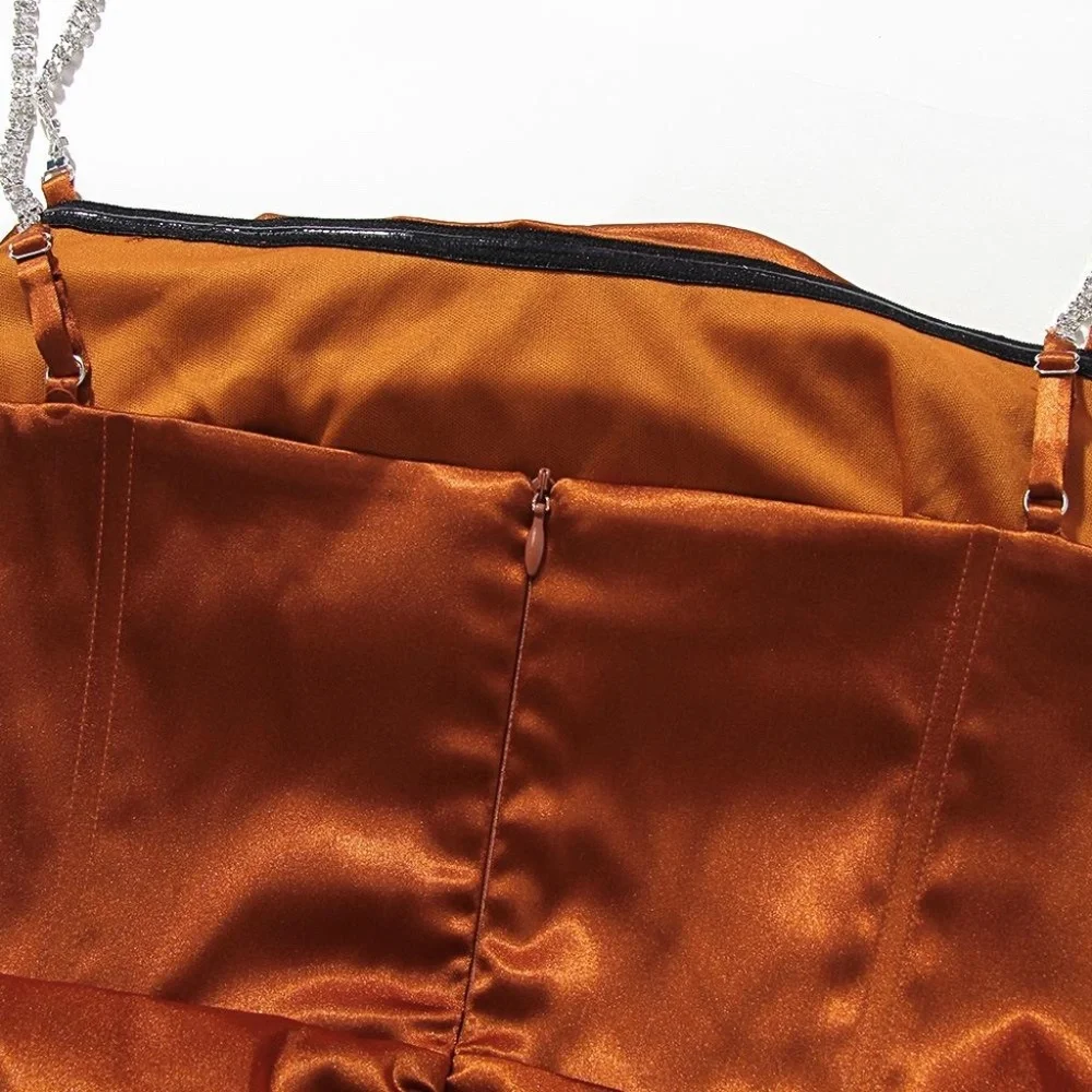 Sexy Corset Bodice Cocktail Dress. Burnt Orange - Picture 8 of 16